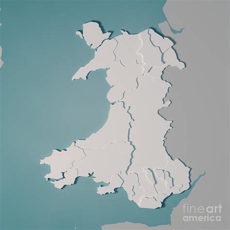 Map is showing wales, a country on the island of great britain, it is one of the four countries which wales is bordered by england to the east, the bristol channel to its south and the irish sea and the. Wales Country Map Administrative Divisions 3D Render Digital Art by Frank Ramspott