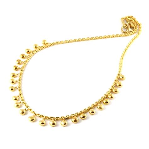 24kt Gold Bead And Chain Necklace At 1stdibs Gold Bead Chain Necklace