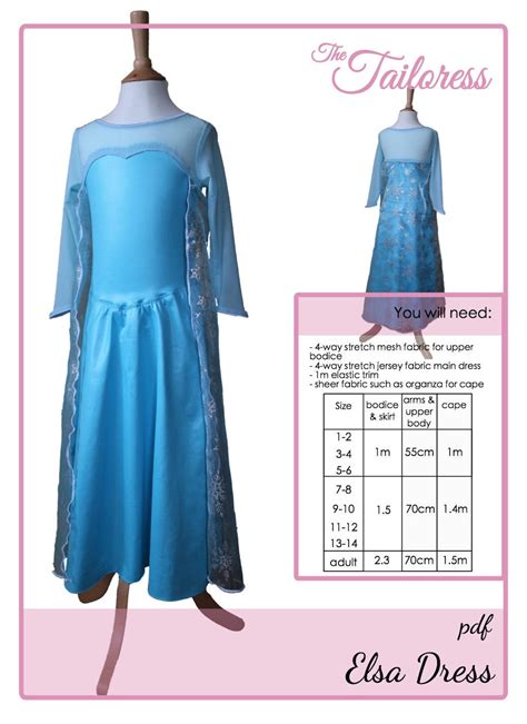 Age 1 6 Elsa Frozen Pdf Sewing Patterns Frozen Dress Sewing Etsy