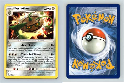 Pokémon trading card game cards & merchandise. Ferrothorn #103/181 Sun & Moon Team Up Rare Pokemon 2019 TCG Card