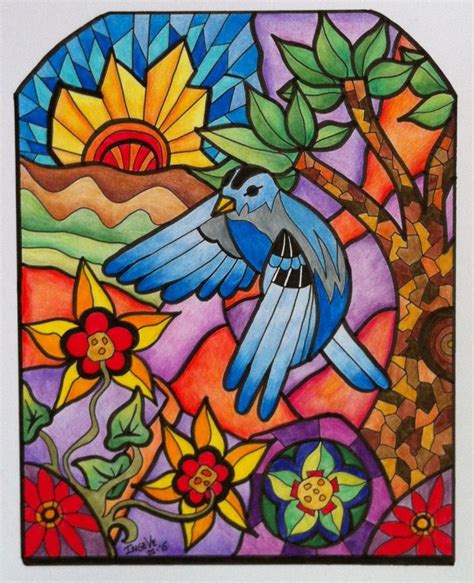 Stained Glass Drawing Colored Pencils And Pitt Artist Pens Art