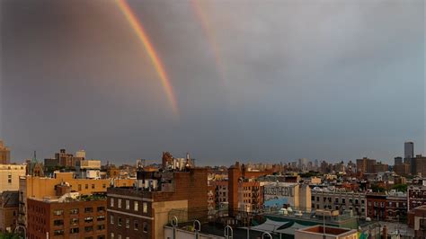 Nyc Live Thunderstorm And Rainbow With Sunset Over New York City Youtube
