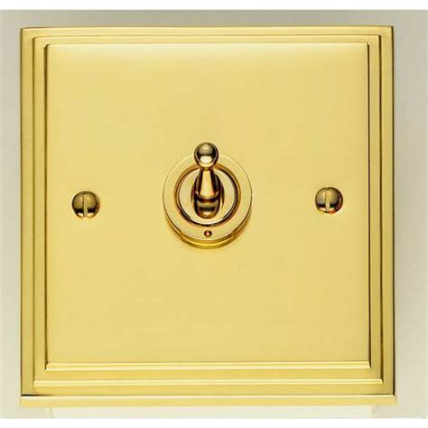 Metal Polished Brass Toggle Switch 1 Gang Brass Stepped Edge Switches