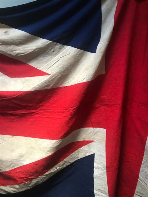 A Very Large Old Union Jack Cotton Flag 255cm X 130cm Belle And