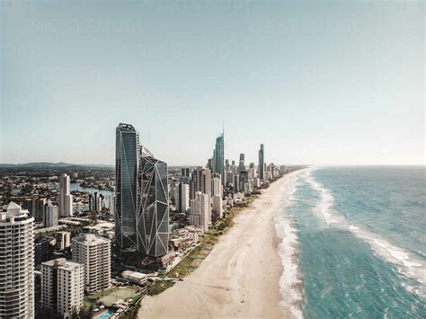 Aerial View Of Surfers Paradise Skyline And Beach Gold Coast