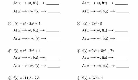 Graphing Polynomial Functions Worksheets with Answer Key