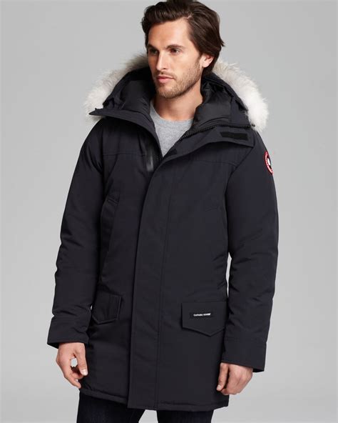 canada goose langford parka with fur hood in blue for men lyst