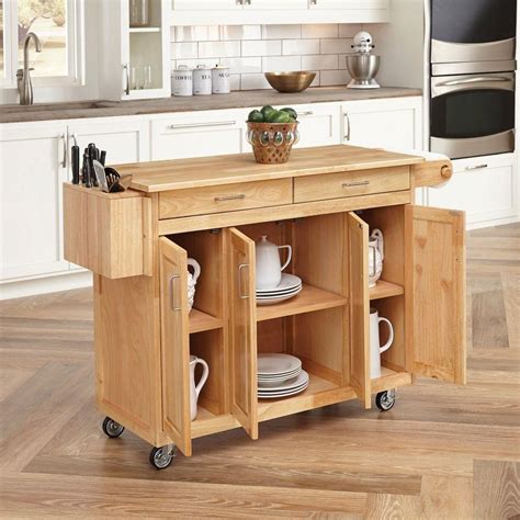 Home Styles Natural Kitchen Cart With Breakfast Bar 5023 95 The Home