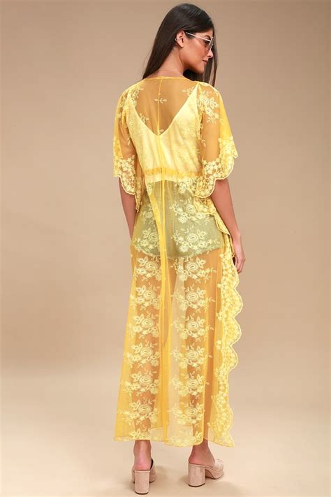 Stunning Yellow Kimono Top Lace Kimono Top
