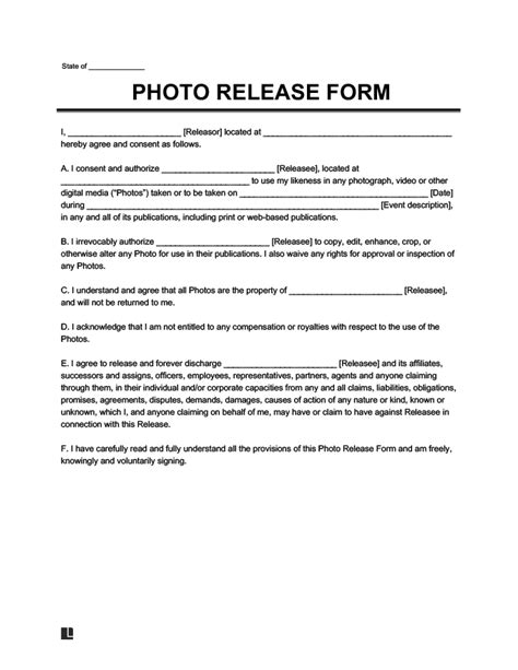 Free Photo Release Form Pdf And Word