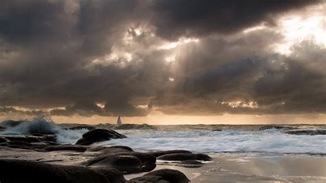 Landscape Photography Of Seashore With Small Seawaves Under Crepuscular