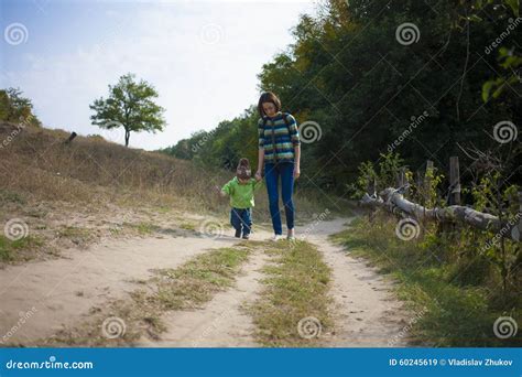 Mother Walks With The Child Stock Image Image Of Hunter Playful