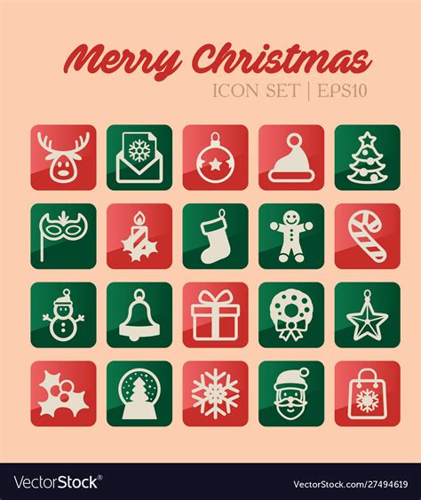 Christmas Icons Set Holiday Objects Collection Vector Image