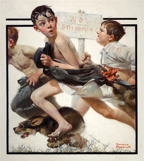 No Swimming 1921 By Norman Rockwell Paper Print