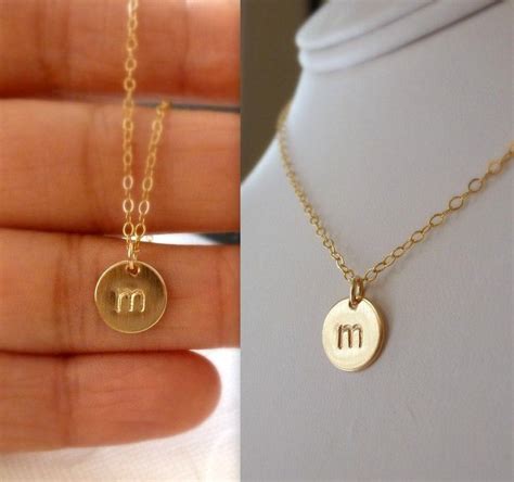 Initial Disc Gold Necklace 14k Goldfilled Choose Your Initial 29