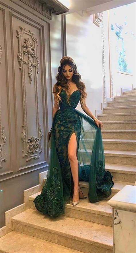 Luxurious Long Green Prom Dress Robe De Gala Longue Robe De Bal