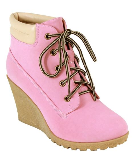 Take A Look At This Pink Cherry Wedge Bootie Today Botas De Amarrar