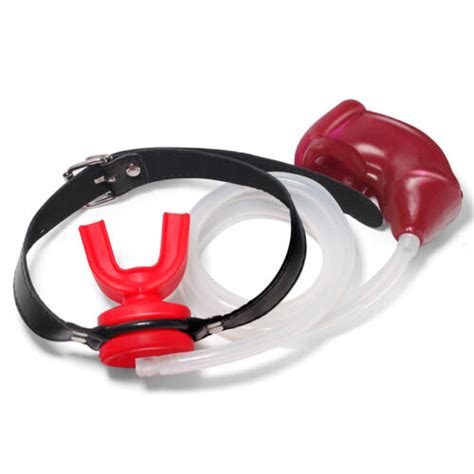 Urinal Flow Into Mouth Plug Gag Fetish Harness Sex Toys Cock Cage With