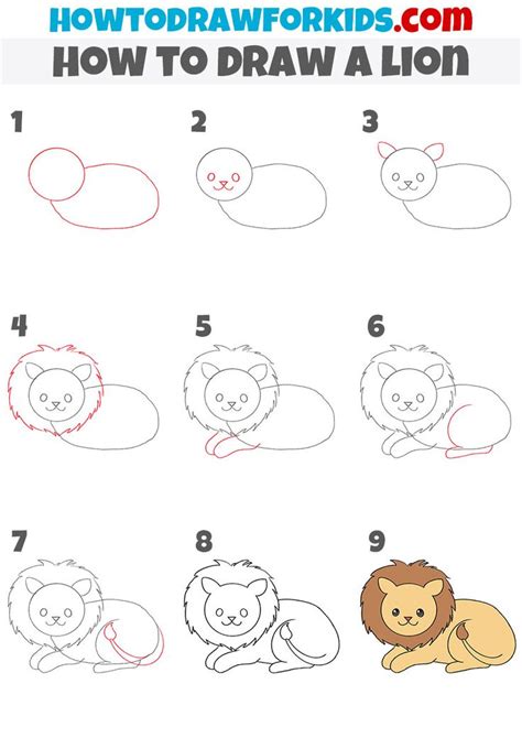 How To Draw A Lion Easy Drawing Tutorial For Kids Cute Easy