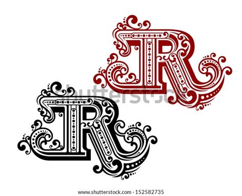 Vintage Letter R Ornamental Elements Retro Stock Vector Royalty Free