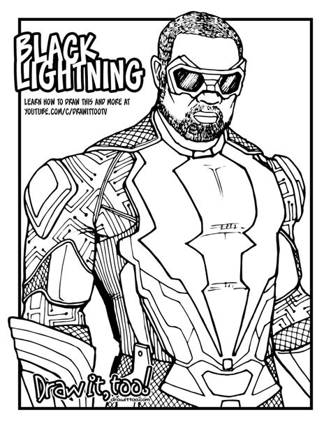 How To Draw Black Lightning Cw Tv Series Drawing Tutorial Draw It Too