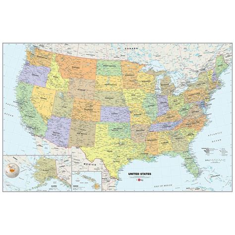 Laminated Map Of The Us United States Map