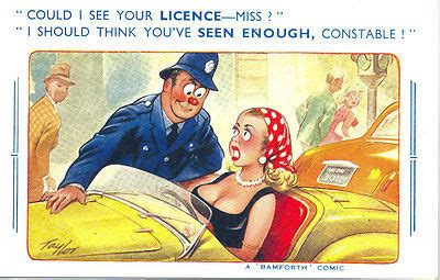 Bamforth Comic Postcard Motoring Sports Car Police Constable Humour