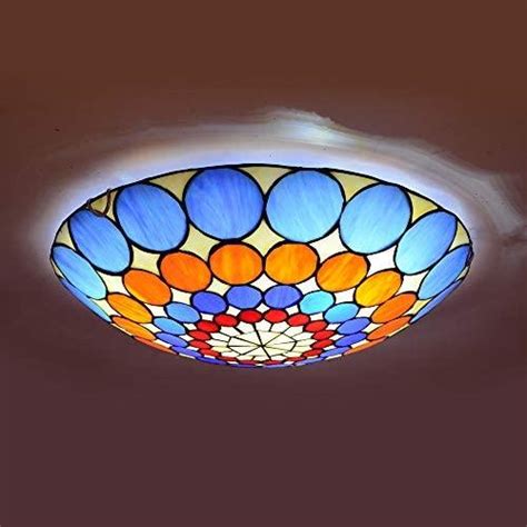 Litfad Tiffany Traditional Ceiling Mount Light Bowl Shade Stained Glass