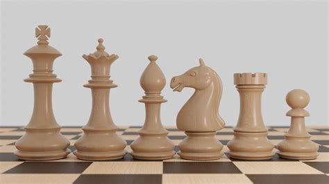 Chess wood pieces 3D king | CGTrader