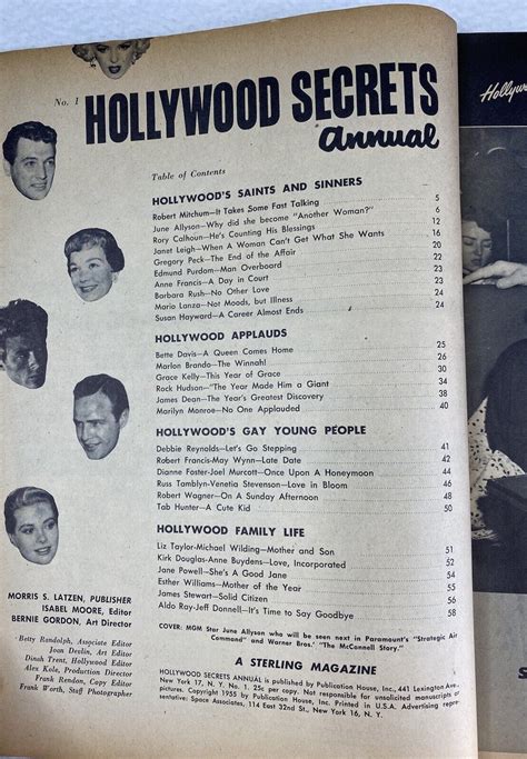 Hollywood Secrets Annual Magazine No June Allyson Robert Mitchum Leigh Ebay