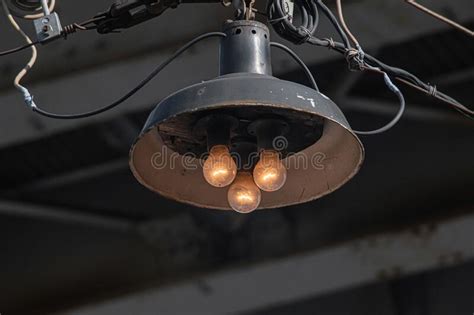 Old Vintage Street Light With Three Tungsten Lamps Stock Image Image