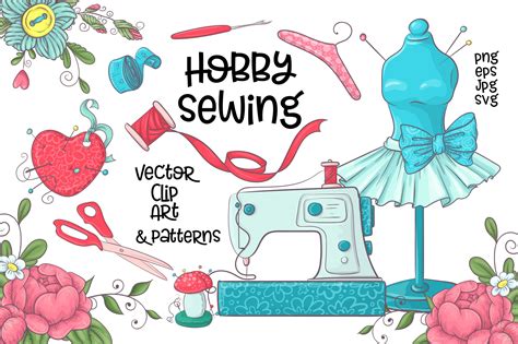 Hobby Sewing Vector Clip Art Design Cuts