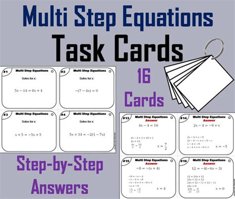 Multi Step Equations Task Cards Teaching Resources