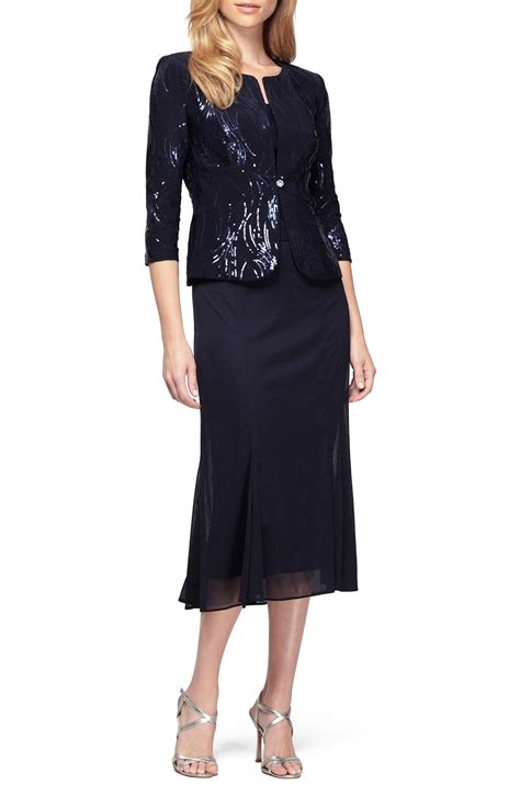 Alex Evenings Sequin Midi Dress With Jacket Regular And Petite Nordstrom