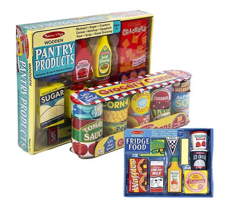 Melissa And Doug Fridge Food Set With Grocery Cans And Pantry Products