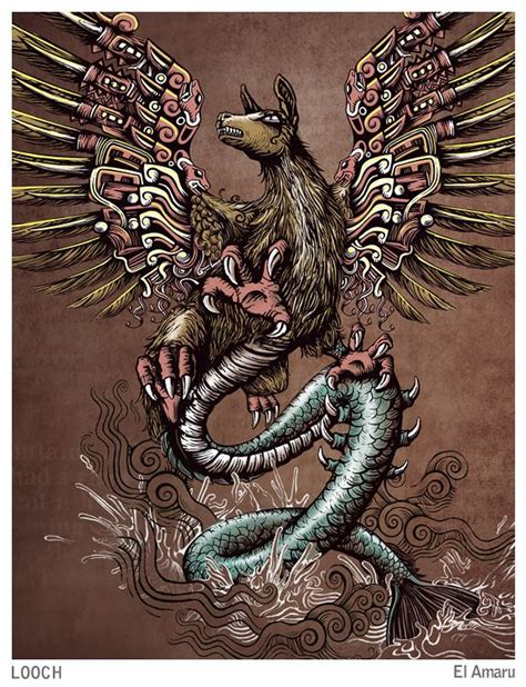 El Amaru Inca Tattoo Aztec Art Psychedelic Poster