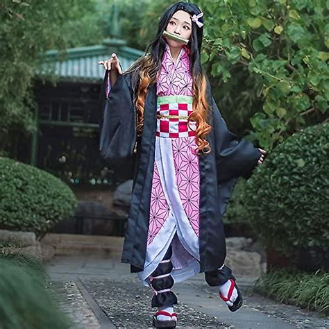 Demon Slayer Nezuko Tanjiro Cosplay Costume Outfit Set For Adults Kids