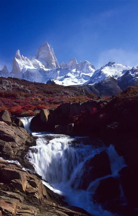 Photo Prints Wall Art Waterfall Beneath Monte Fitz Roy Parque