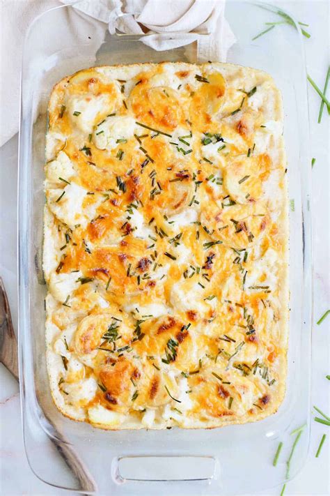 Easy Cheesy Cauliflower And Potato Bake Its A Veg World After All