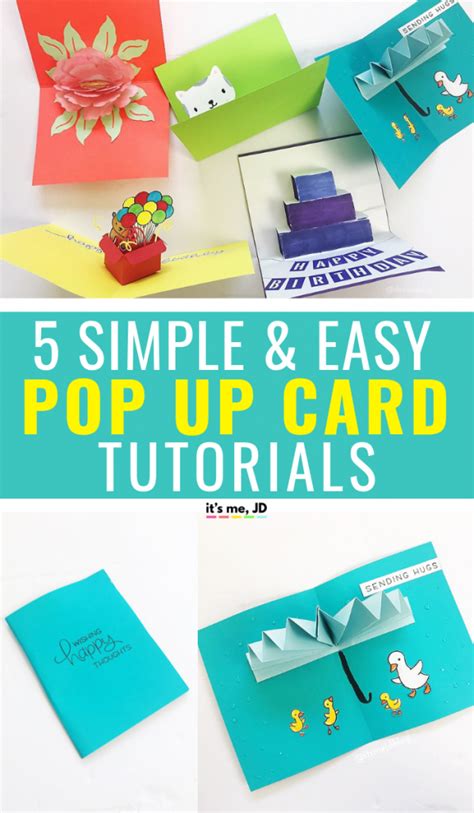 Diy pop up cards are so much fun to make. 5 Simple and Easy Pop Up Card Tutorials - It's Me, JD