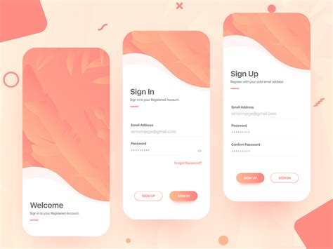 Mobile App Login Welcome Sign In And Sign Up Screens Uplabs
