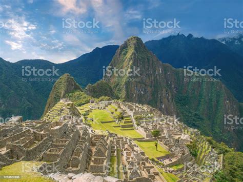 Die Ikonischen Machu Picchu Steinruinen Und Huayna Picchu Berg In