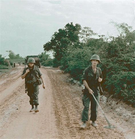 An Army Engineer Company Sweeps For Mines Along Road 535 1967