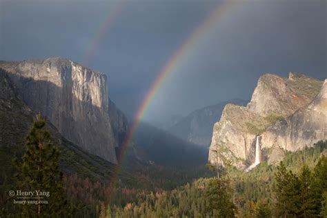 Rainbow And Waterfalls Yosemite National Park California