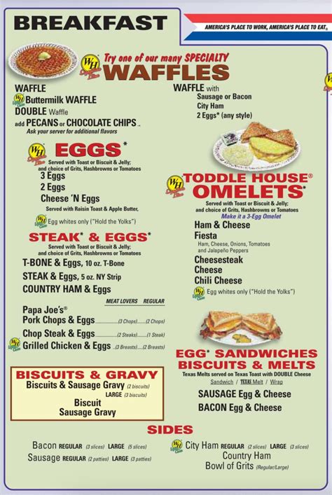 Waffle House Printable Menu