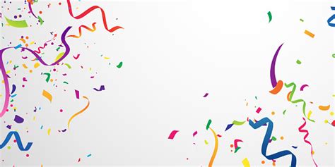 Confetti And Colorful Ribbons Celebration Background Template With