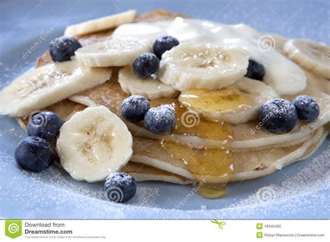 Banana And Blueberry Pancakes Stock Photo Image Of Honey Berry 18340400