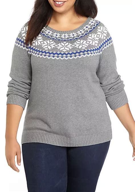 kim rogers® plus size fair isle pullover sweater belk
