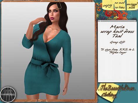 Second Life Marketplace Tbo Maria Wrapped Knit Dress Teal