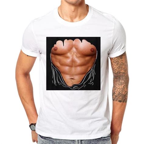 Buy Big Boobs Sexy Stomach Six Pack Abs Model T Shirt Men Short Sleeve Cotton At Affordable